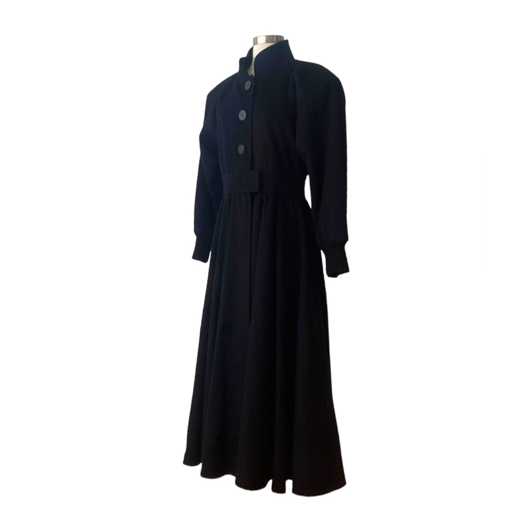 1980s Saint Laurent YSL Rive Gauche Black Brushed Wool Coat